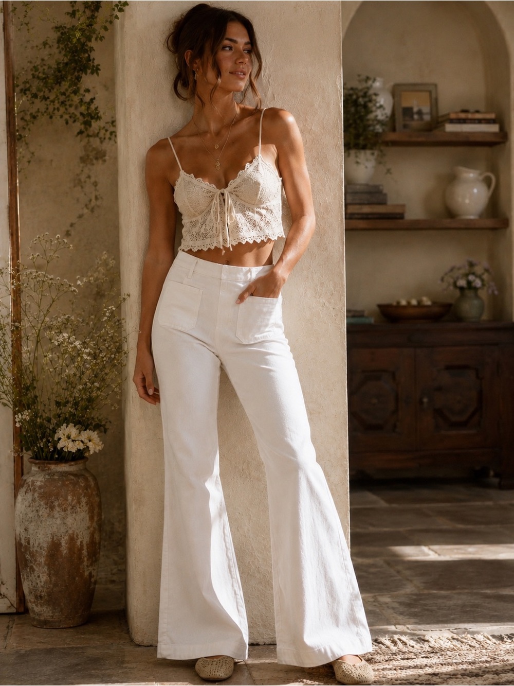 Frame Le High flare pats white Size 27